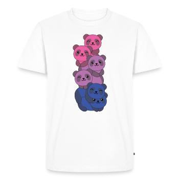 Bi Flag Pride LGBTQ Cute Panda Bunch - Men's Premium Organic T-Shirt - white - Front - Nico (187cm)