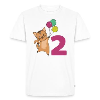 Ballons de deuxième anniversaire de chat pour enfants - T-shirt Premium bio Homme - blanc - Devant - Nico (187cm)