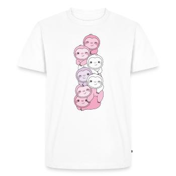pomosexual flag pride LGBTQ cute sloth pile - Men's Premium Organic T-Shirt - white - Front - Nico (187cm)