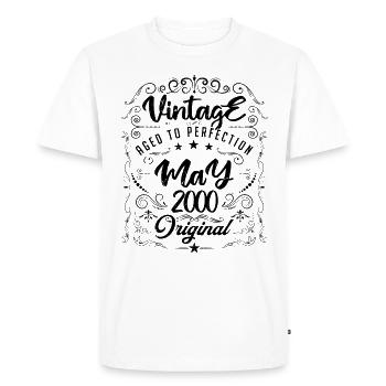 Vintage born in May 2000. Anniversary May 2000. - Men's Premium Organic T-Shirt - white - Front - Nico (187cm)