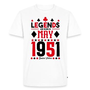 cadeau d'anniversaire Mai 1951. jeux de carte .May - T-shirt Premium bio Homme - blanc - Devant - Nico (187cm)