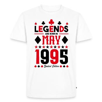 cadeau d'anniversaire Mai 1995. jeux de carte .May - T-shirt Premium bio Homme - blanc - Devant - Nico (187cm)