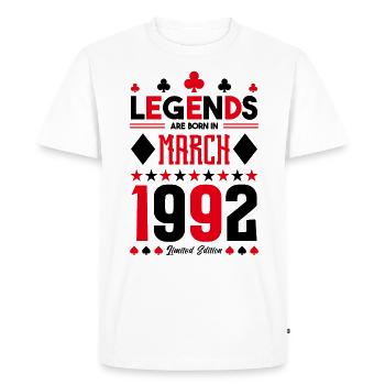 cadeau d'anniversaire Mars 1992. jeux de carte. - T-shirt Premium bio Homme - blanc - Devant - Nico (187cm)