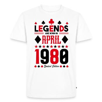 birthday gift April 1980. card games. - Men's Premium Organic T-Shirt - white - Front - Nico (187cm)