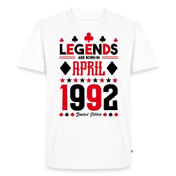 cadeau d'anniversaire avril 1992. jeux de carte. - T-shirt Premium bio Homme - blanc - Devant - Nico (187cm)