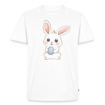 joyeuse Pâques lapin doux Pâques avec œufs de Pâques - T-shirt Premium bio Homme - blanc - Devant - Nico (187cm)