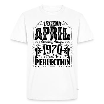 Avril 1970. Anniversaire avril 1970. Cadeau 1970. - T-shirt Premium bio Homme - blanc - Devant - Nico (187cm)