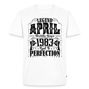 Avril 1983. Anniversaire avril 1983. Cadeau 1983. - T-shirt Premium bio Homme - blanc - Devant - Nico (187cm)