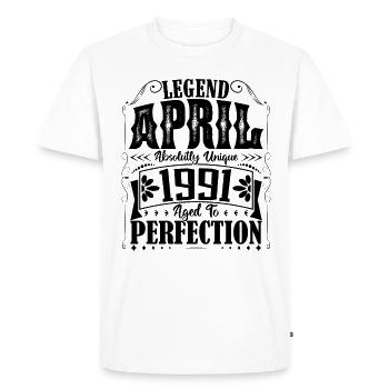 Avril 1991. Anniversaire avril 1991. Cadeau 1991. - T-shirt Premium bio Homme - blanc - Devant - Nico (187cm)