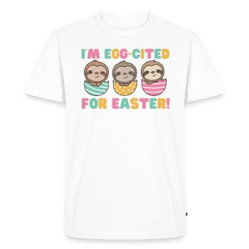 cute sloths at Easter with Easter eggs sloth - Men's Premium Organic T-Shirt - white - Front - Nico (187cm)
