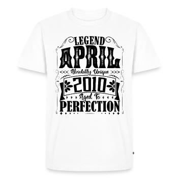Avril 2010. Anniversaire avril 2010. Cadeau 2010. - T-shirt Premium bio Homme - blanc - Devant - Nico (187cm)