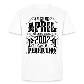 Avril 2007. Anniversaire avril 2007. Cadeau 2007. - T-shirt Premium bio Homme - blanc - Devant - Nico (187cm)