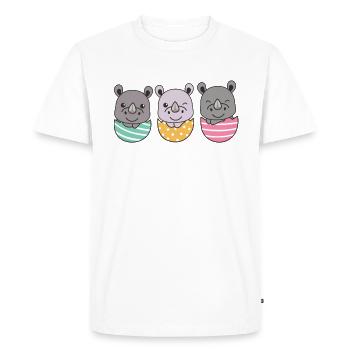 rhinocéros mignons à Pâques avec des œufs de Pâques rhinocéros - T-shirt Premium bio Homme - blanc - Devant - Nico (187cm)