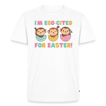 cute monkeys at Easter with Easter eggs monkey - Men's Premium Organic T-Shirt - white - Front - Nico (187cm)