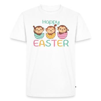 cute monkeys at Easter with Easter eggs monkey - Men's Premium Organic T-Shirt - white - Front - Nico (187cm)