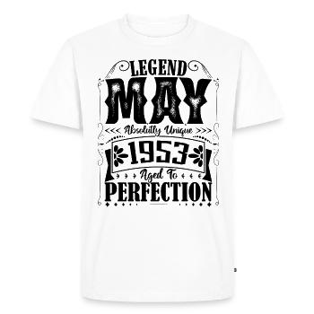 Mai 1953. Anniversaire mai 1953. Cadeau may 1953. - T-shirt Premium bio Homme - blanc - Devant - Nico (187cm)