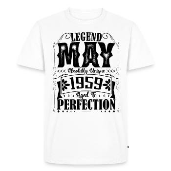 Mai 1959. Anniversaire mai 1959. Cadeau may 1959. - T-shirt Premium bio Homme - blanc - Devant - Nico (187cm)