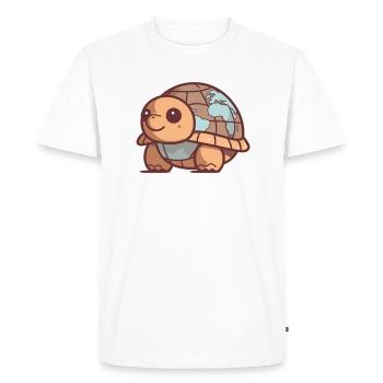 Turtle with Earth Environmental Protection World Earth Day - Men's Premium Organic T-Shirt - white - Front - Nico (187cm)