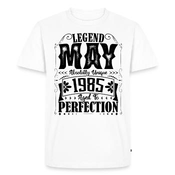 Mai 1985. Anniversaire mai 1985. Cadeau may 1985. - T-shirt Premium bio Homme - blanc - Devant - Nico (187cm)