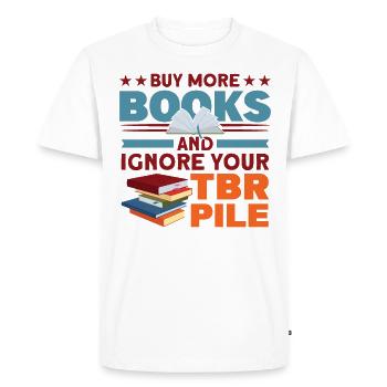 Conception d’amateurs de livres avec des livres pour la littérature - T-shirt Premium bio Homme - blanc - Devant - Nico (187cm)