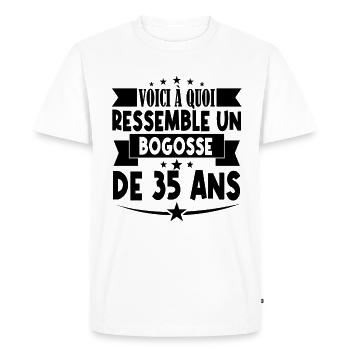 anniversaire 35 ans. beau gosse 35 ans. 35e annive - T-shirt Premium bio Homme - blanc - Devant - Nico (187cm)