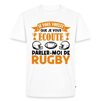 Cadeau rugbyman. cadeau rugby France. rugby fan . - T-shirt Premium bio Homme - blanc - Devant - Nico (187cm)