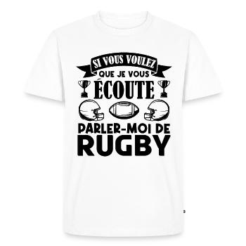 Rugbyman cadeau Cadeau fan du rugby. joueur rugby - T-shirt Premium bio Homme - blanc - Devant - Nico (187cm)