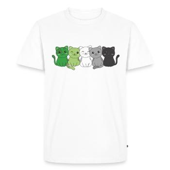 Aromantic Flag Non Binary Pride LGBTQ Cute Cat - Men's Premium Organic T-Shirt - white - Front - Nico (187cm)