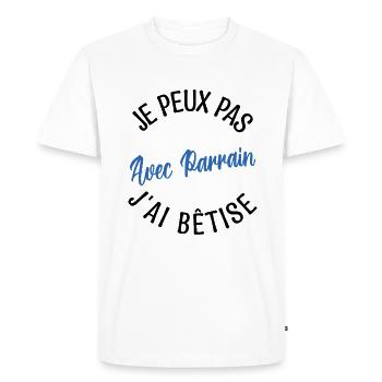 Cadeau Parrain, Cadeau futur parrain. - T-shirt Premium bio Homme - blanc - Devant - Nico (187cm)