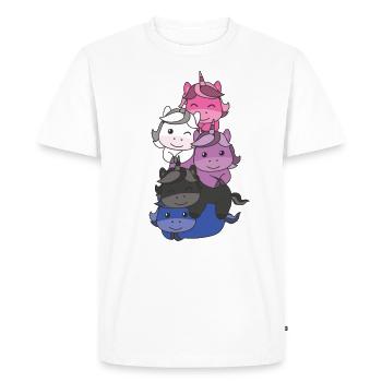 Genderfluid Flag Pride LGBTQ Mignon Unicorn Stack - T-shirt Premium bio Homme - blanc - Devant - Nico (187cm)