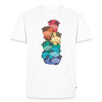Rainbow Flag Pride LGBTQ Cute Cow Stack - Men's Premium Organic T-Shirt - white - Front - Nico (187cm)