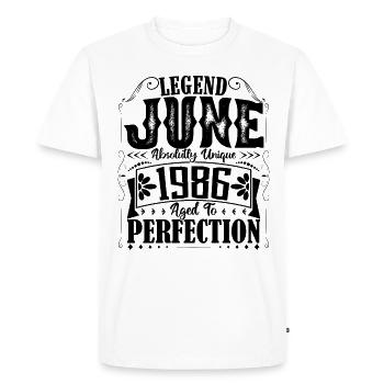 juin 1986. Anniversaire juin 1986 Cadeau juin 1986 - T-shirt Premium bio Homme - blanc - Devant - Nico (187cm)
