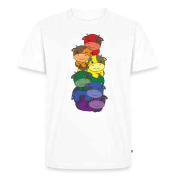 Rainbow Flag Pride LGBTQ Cute Cow Stack - Men's Premium Organic T-Shirt - white - Front - Nico (187cm)