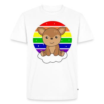 Cerf arc-en-ciel coloré pour enfants cerf mignon - T-shirt Premium bio Homme - blanc - Devant - Nico (187cm)