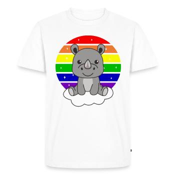 Rhinocéros arc-en-ciel coloré pour enfants mignon rhinocéros - T-shirt Premium bio Homme - blanc - Devant - Nico (187cm)