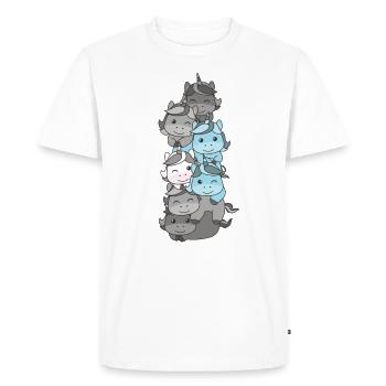 Demiboy Flag Pride LGBTQ Cute Unicorn Stack - Men's Premium Organic T-Shirt - white - Front - Nico (187cm)