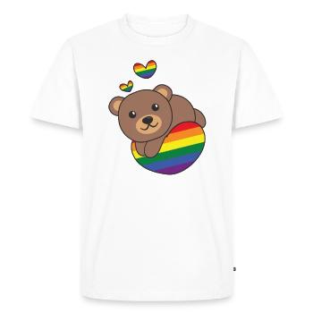 Rainbow Flag Pride LGBTQ Mignon Ours Amour - T-shirt Premium bio Homme - blanc - Devant - Nico (187cm)