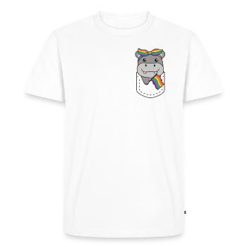 Rainbow Hippo Flag Pride LGBTQ Cute Hippos - Men's Premium Organic T-Shirt - white - Front - Nico (187cm)