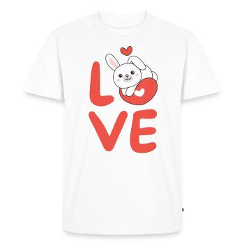 Lapin pour la Saint-Valentin Animaux mignons Cœurs Amour - T-shirt Premium bio Homme - blanc - Devant - Nico (187cm)