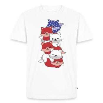 Fox for the Fourth of July USA Flag Foxes - Men's Premium Organic T-Shirt - white - Front - Nico (187cm)