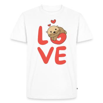 Loutres pour la Saint-Valentin Animaux mignons Cœurs Amour - T-shirt Premium bio Homme - blanc - Devant - Nico (187cm)