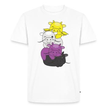 Nonbinary Flag Pride LGBTQ Mignon Dragon Pile - T-shirt Premium bio Homme - blanc - Devant - Nico (187cm)