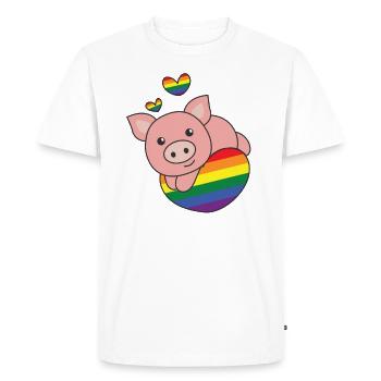 Rainbow Flag Pride LGBTQ Mignon Cochon Amour - T-shirt Premium bio Homme - blanc - Devant - Nico (187cm)