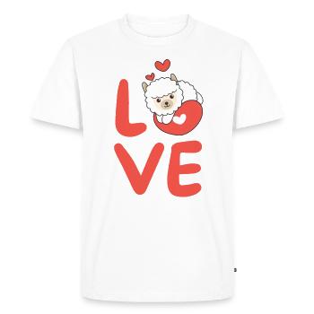 Alpaga pour la Saint-Valentin Animaux mignons Coeurs Amour - T-shirt Premium bio Homme - blanc - Devant - Nico (187cm)