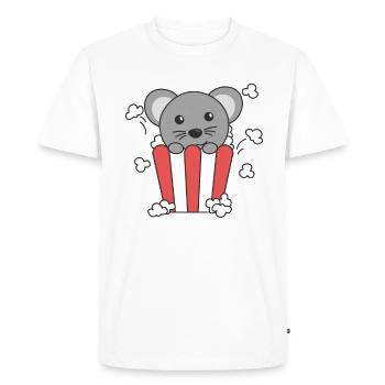 Mouse Popcorn Time funny animals in fast food - Men's Premium Organic T-Shirt - white - Front - Nico (187cm)