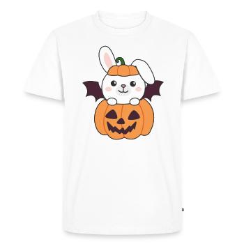 Bunny Happy Halloween Pumpkin Bat Costume - Men's Premium Organic T-Shirt - white - Front - Nico (187cm)
