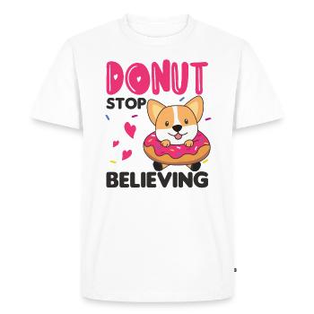 Mignons animaux Corgi drôles en beignet pun rose - T-shirt Premium bio Homme - blanc - Devant - Nico (187cm)