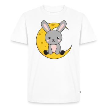 Lapin lune animaux mignons pour les enfants pour la nuit - T-shirt Premium bio Homme - blanc - Devant - Nico (187cm)