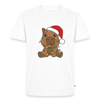 Capybara Noël Animaux d’hiver Capybara - T-shirt Premium bio Homme - blanc - Devant - Nico (187cm)