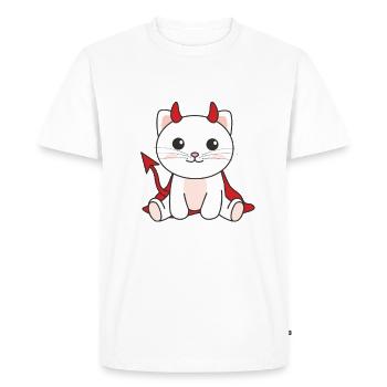 Chat Joyeux costume de diable d’Halloween - T-shirt Premium bio Homme - blanc - Devant - Nico (187cm)